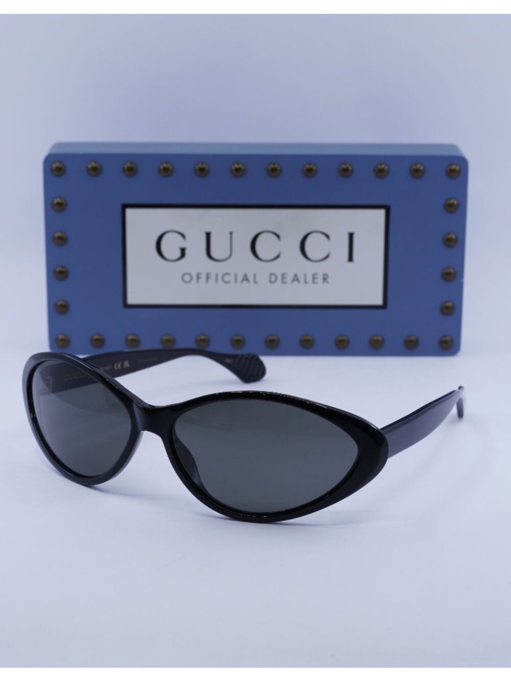 Gucci GG1377S 002 Cat Eye Sunglasses - Shiny Black/Smoke